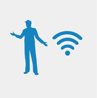 man standing by wifi symbol